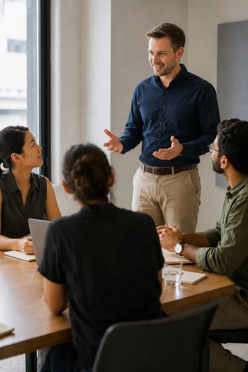 Leaders in discussion during a working session