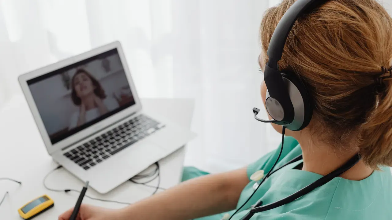 Professional practicing alone on a video call