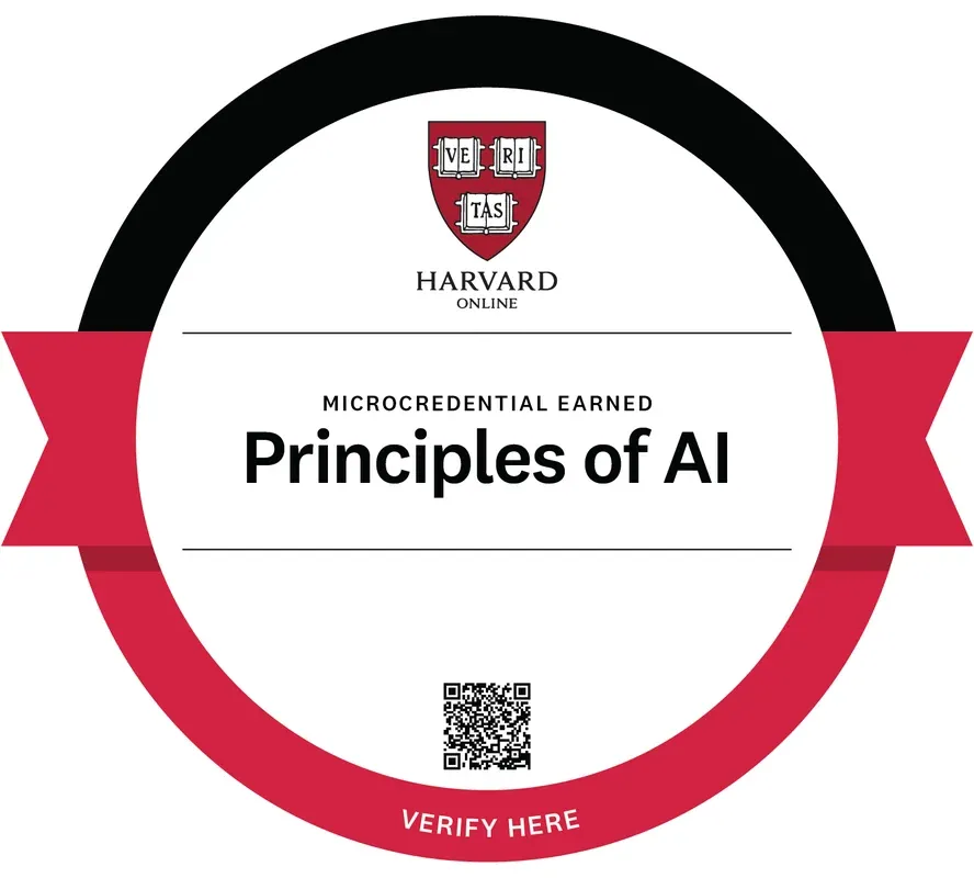 Sample Harvard Online Microcredential for Principles of AI